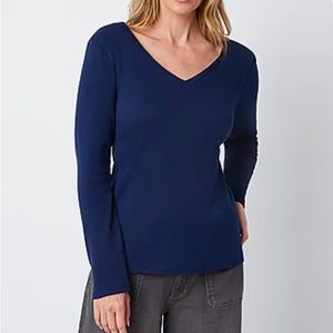 NWT Liz Claiborne V-Neck Long Sleeve Tee - Tall